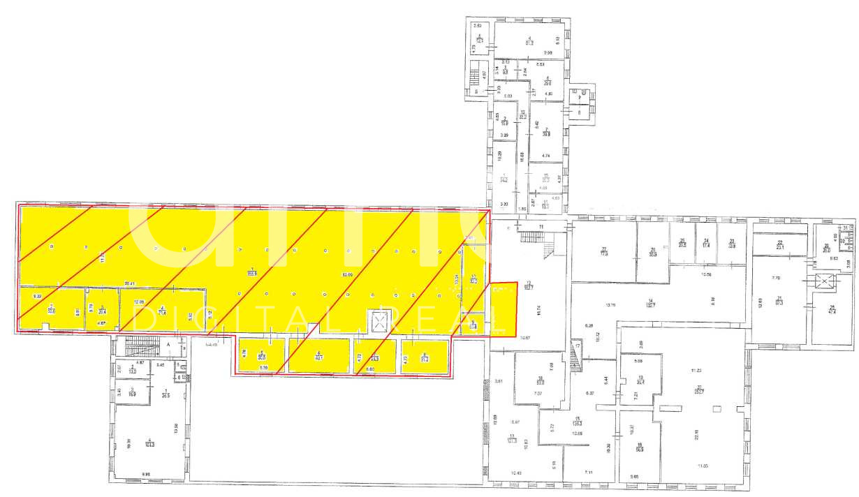Планировка офиса 1308 м², 3 этаж, Деловой квартал «Московский Шелк, строение 8»