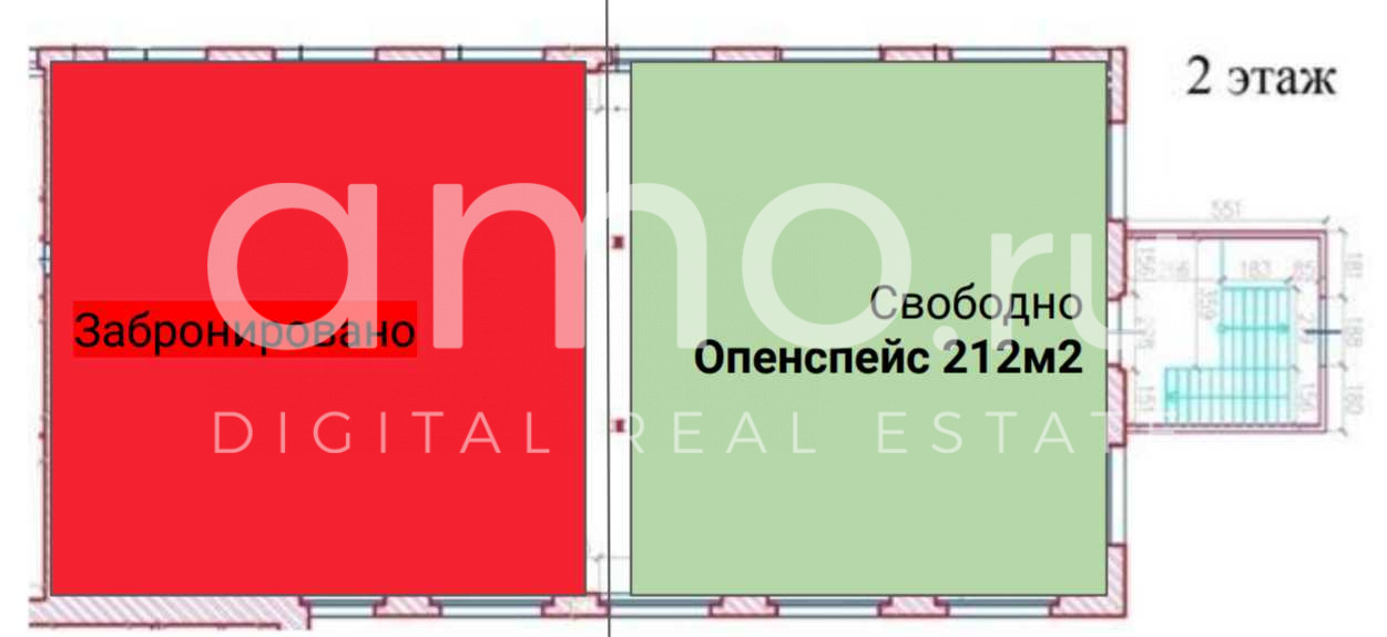 Планировка офиса 212 м², 2 этаж, Деловой квартал «Московский Шелк, строение 8»
